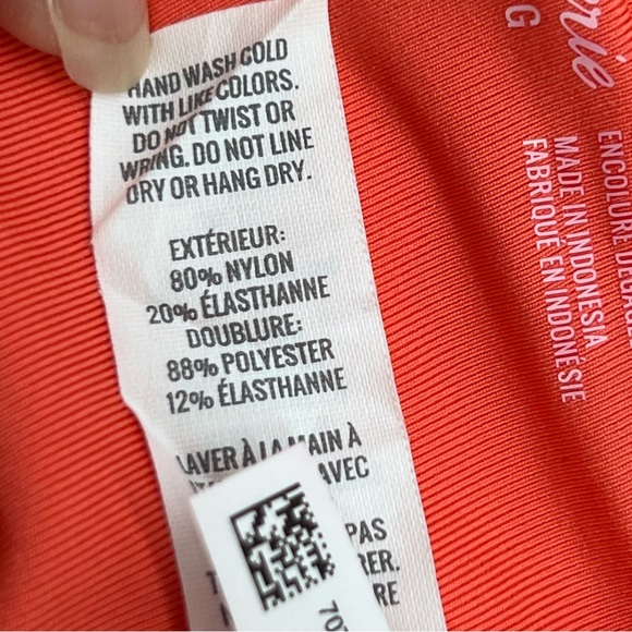 Aerie Coral Bikini 60s inspired w/ Beige Ring at the Center Front Top-Size L - Picture 6 of 8